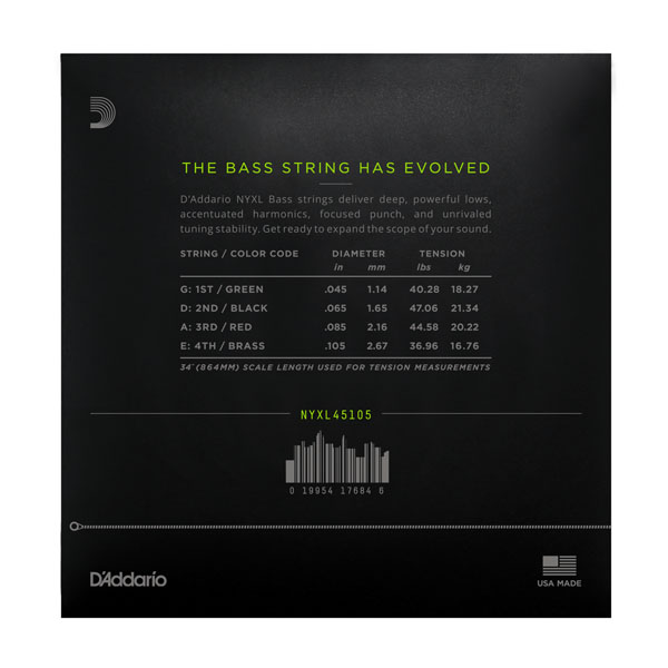 Струны для бас-гитары D'addario NYXL45105