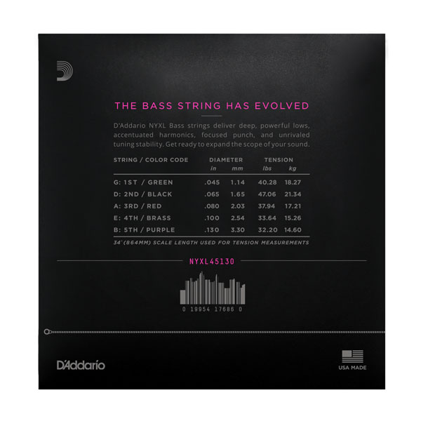 Струны для бас-гитары D'addario NYXL45130