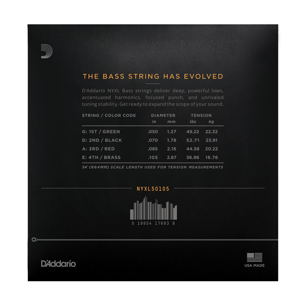 Струны для бас-гитары D'addario NYXL50105